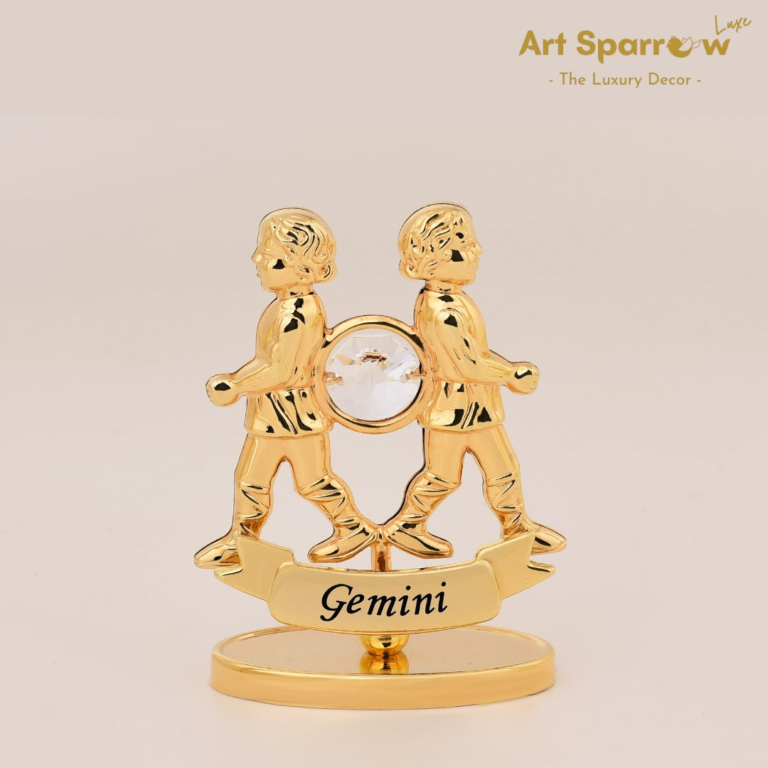 Golden Zodiac Sign Gemini Decor Showpiece