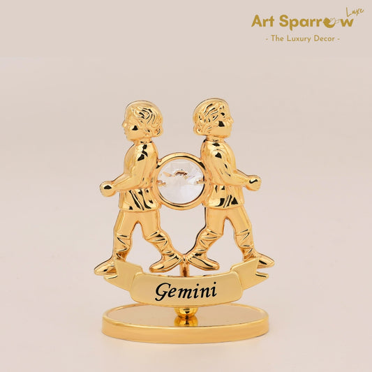 Golden Zodiac Sign Gemini Decor Showpiece