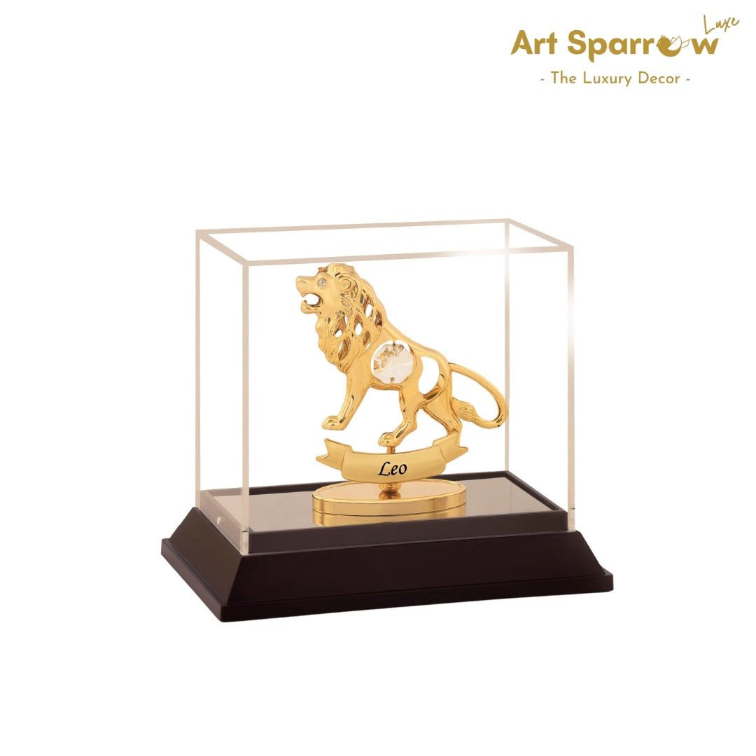 Golden Zodiac Sign Leo Decor Showpiece