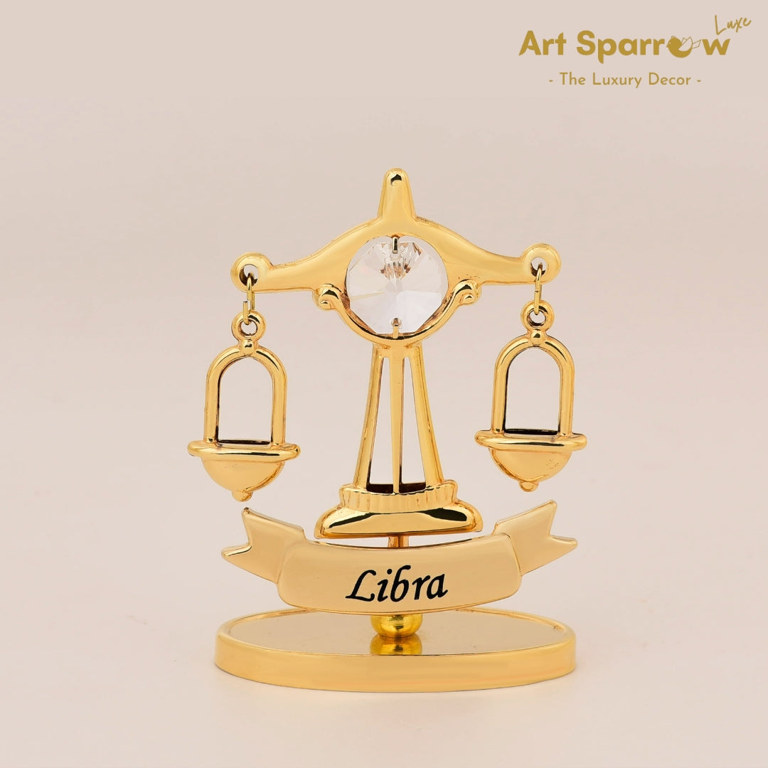 Golden Zodiac Sign Libra Decor Showpiece