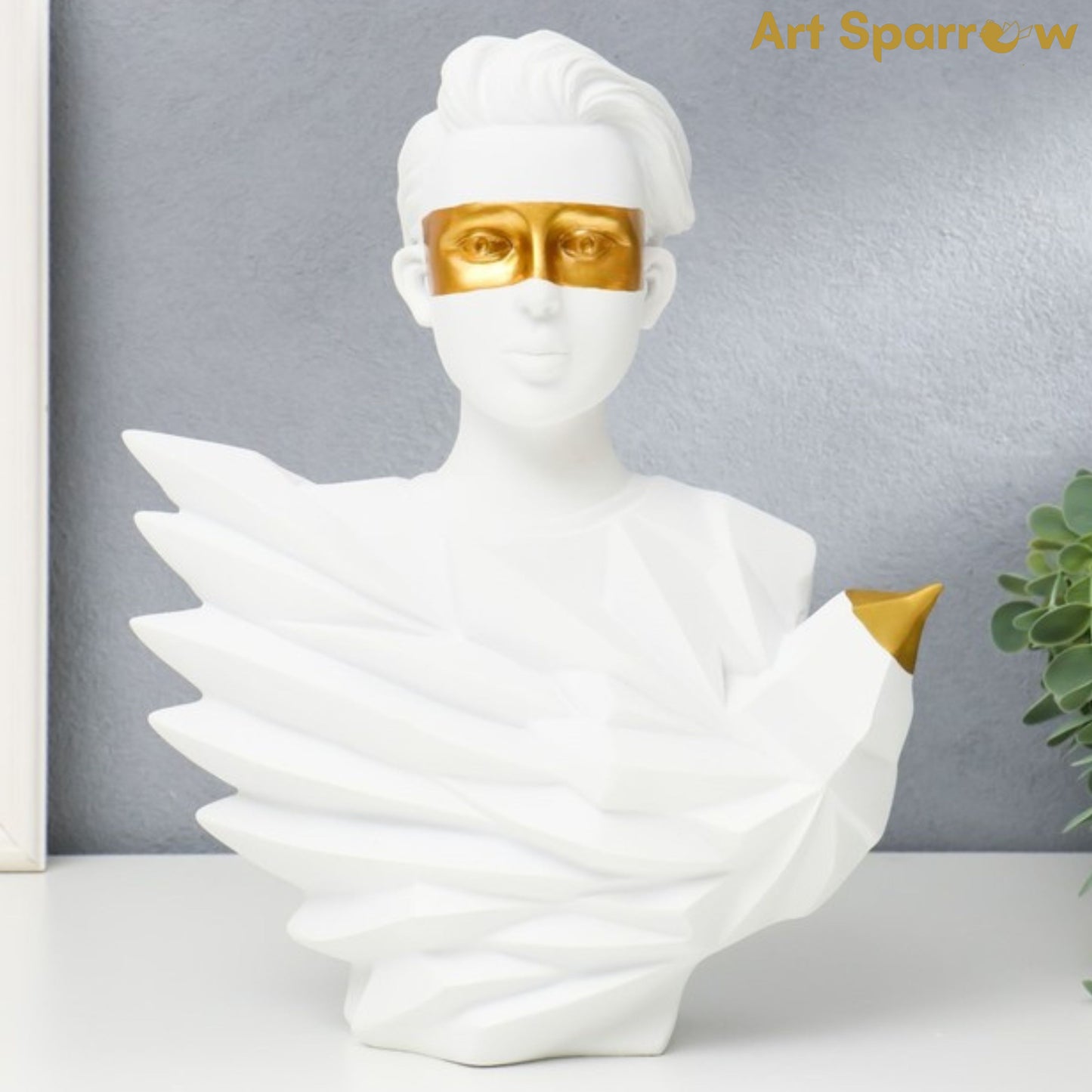 White Falcon Man Polyresin Statue