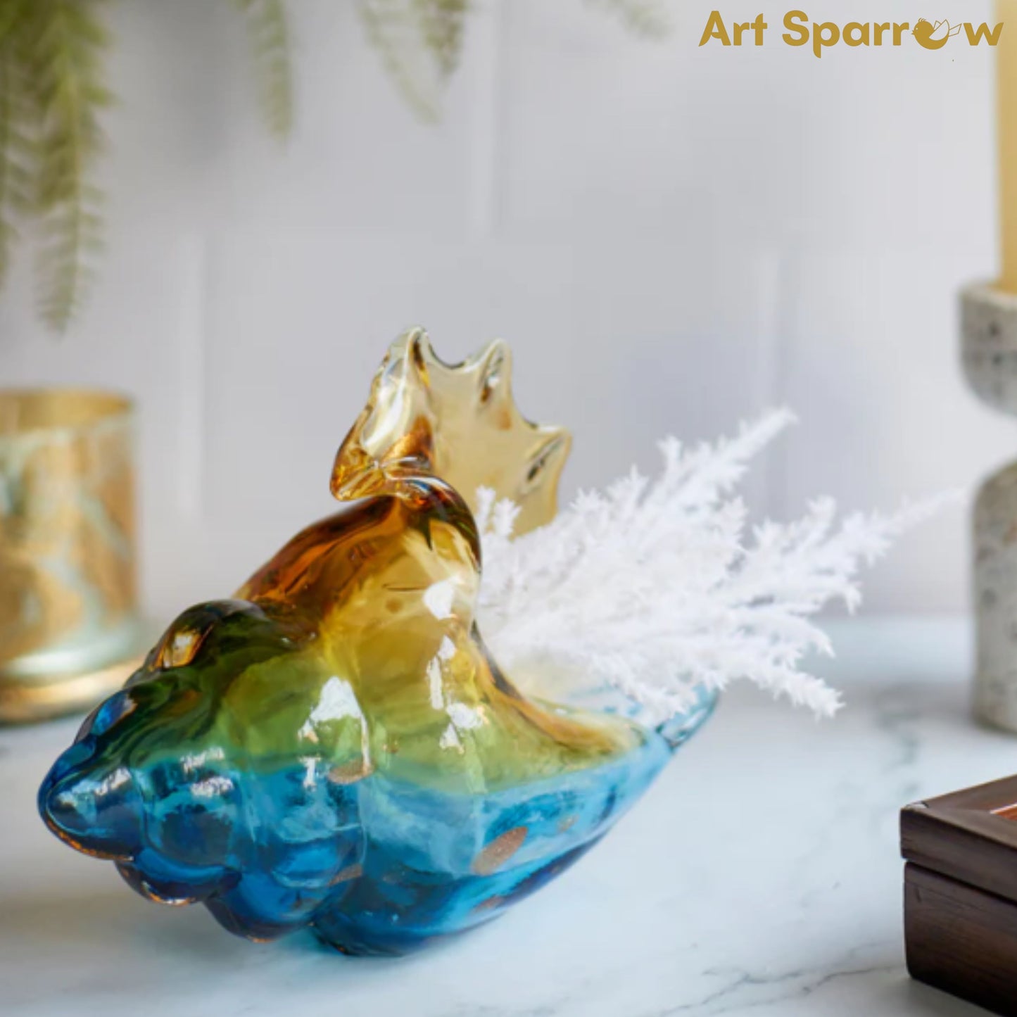 Glass Conch Shaped Shell Vase