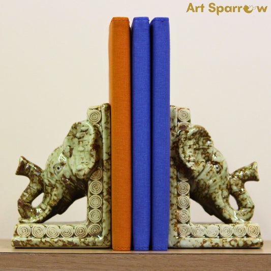 Elephant Ceramic Bookends