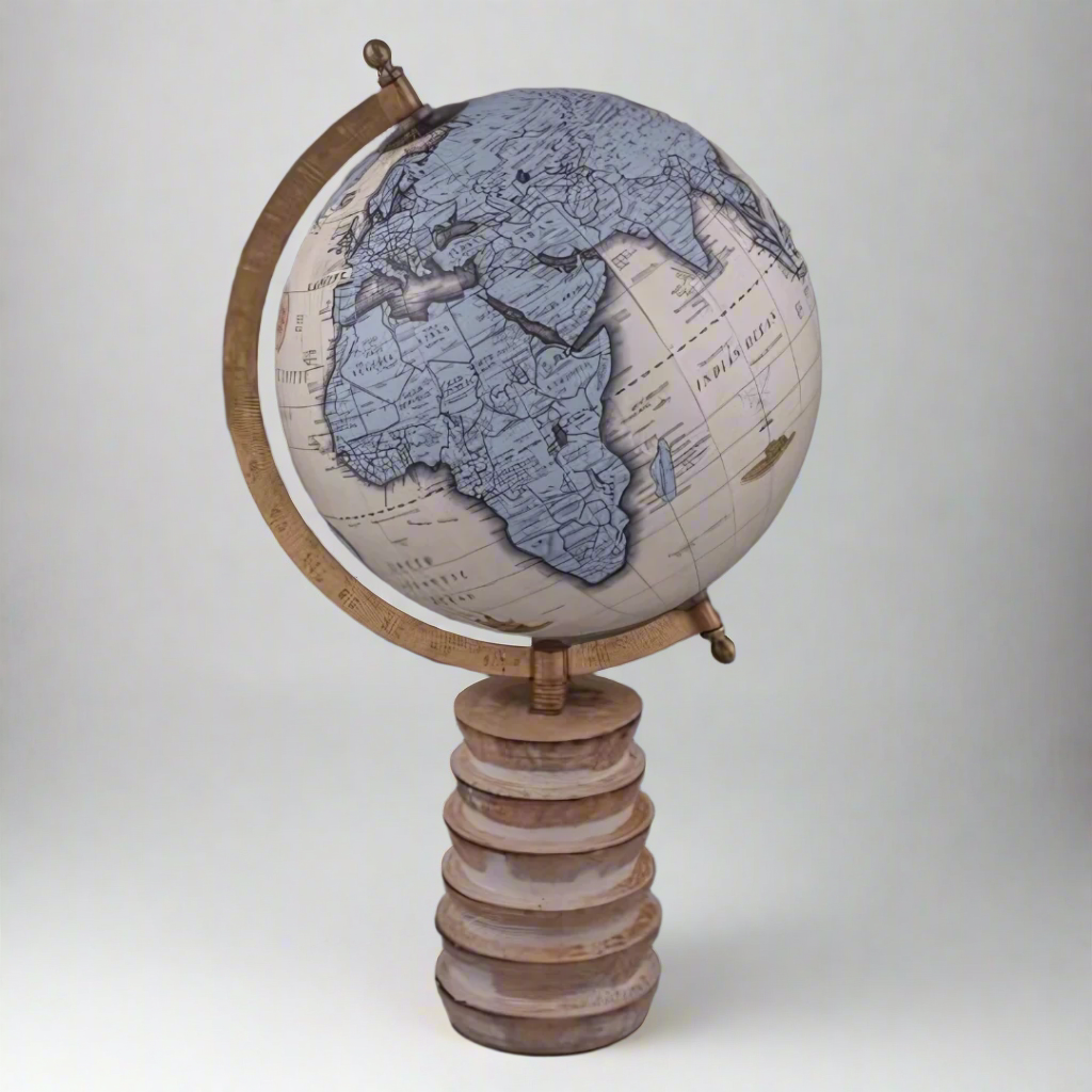 Biege Blue World Desk Globe