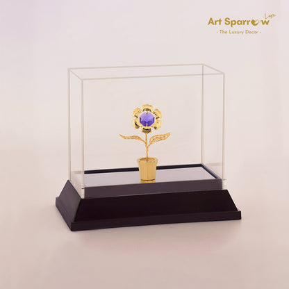 Golden Daisy with Purple Crystal