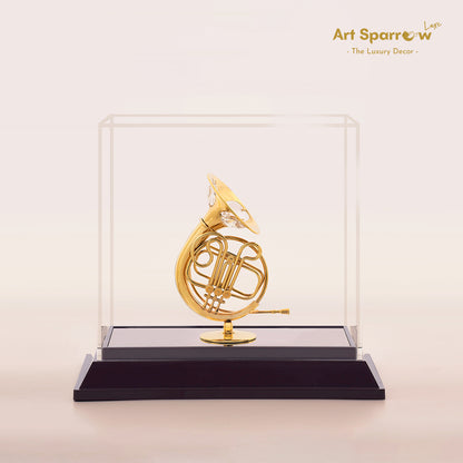 Golden French Horn Decor Showpiece