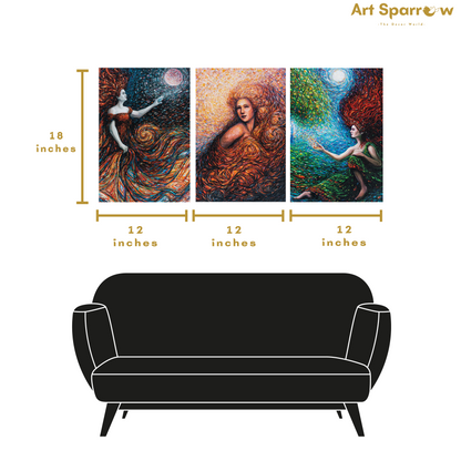 Beautiful Fairy Premium Trio Canvas Painting Theme (Set of 3)