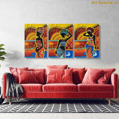 Bohemian Art Premium Trio Canvas Painting Theme (Set of 3)