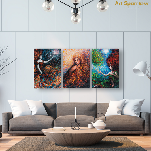 Beautiful Fairy Premium Trio Canvas Painting Theme (Set of 3)