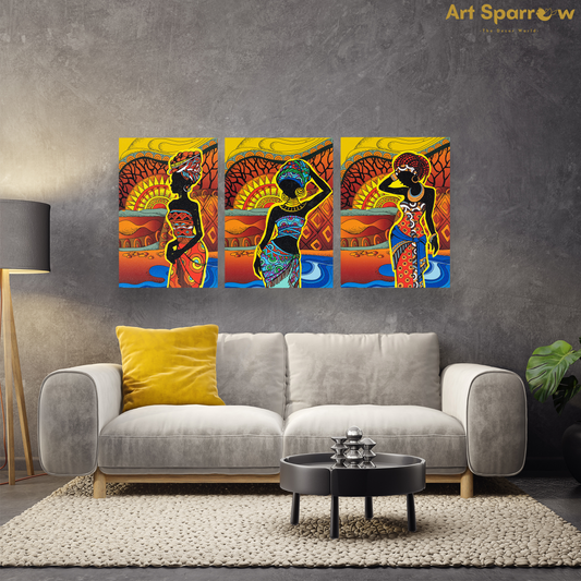 Bohemian Art Premium Trio Canvas Painting Theme (Set of 3)