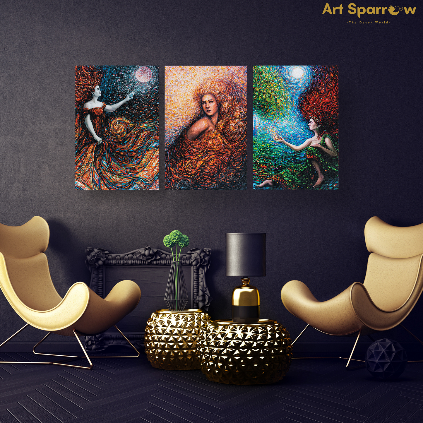 Beautiful Fairy Premium Trio Canvas Painting Theme (Set of 3)