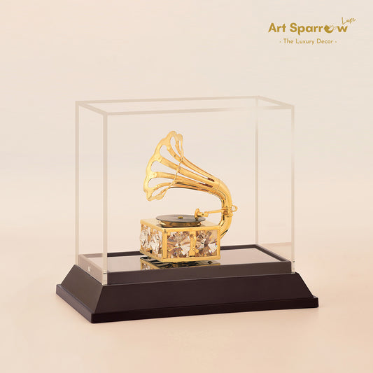 Golden Gramophone Decor Showpiece