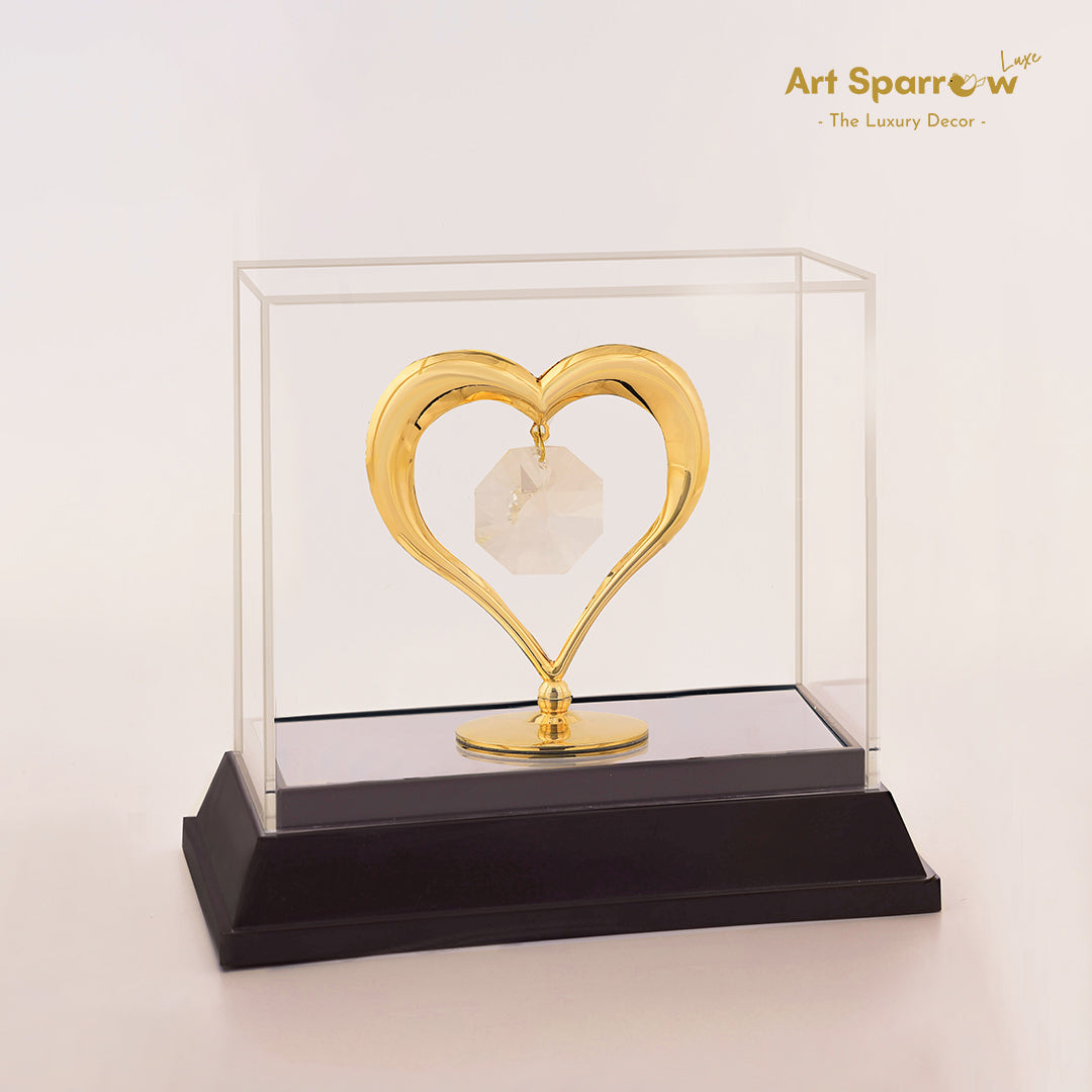 Golden Heart with Crystal Decor Showpiece