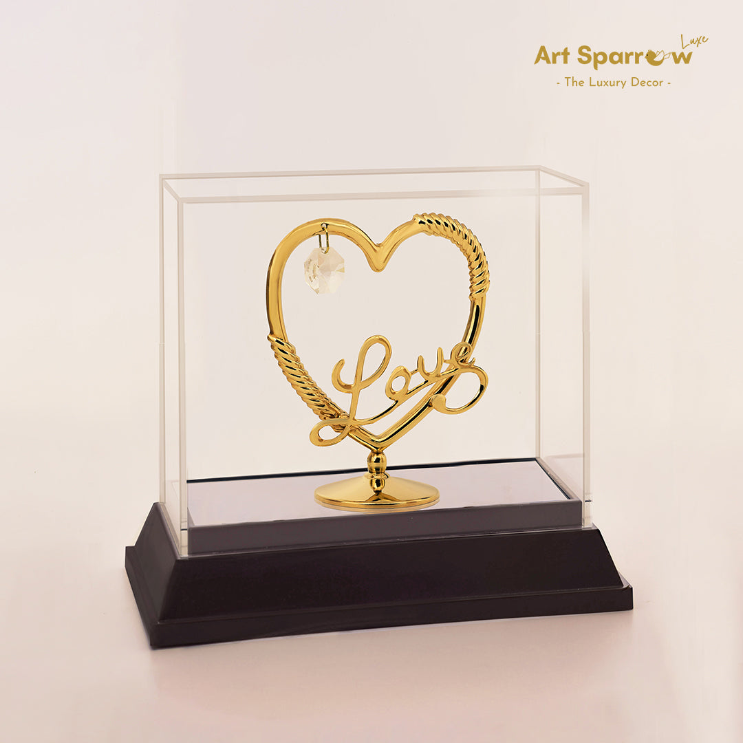 Golden Heart Love with Crystal Decor Shopwiece