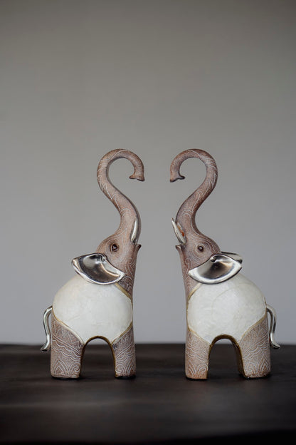 Decorative Duo Elephant Trunk Raised (set of 2)