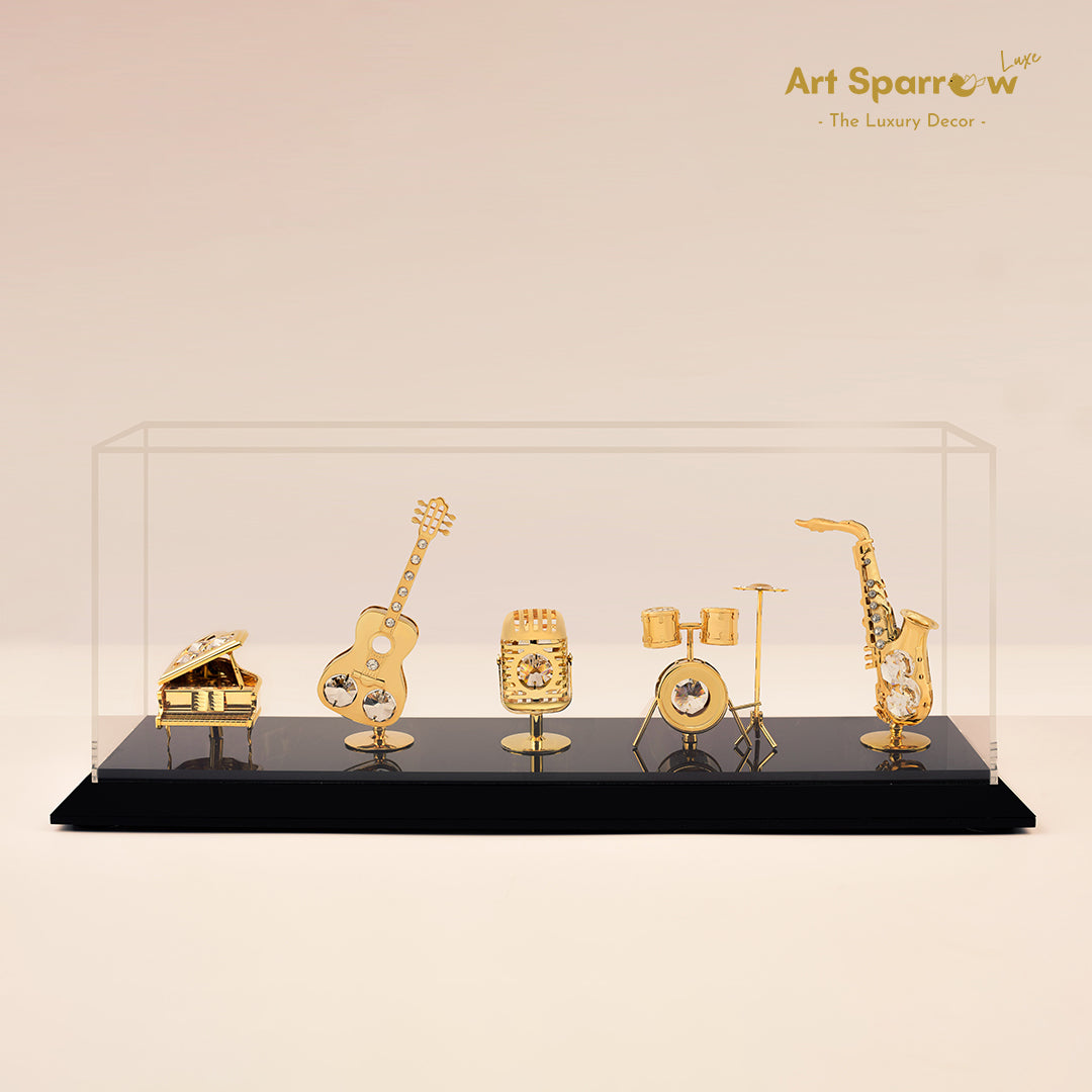 Golden Musical Instruments Decor Showpiece (set of 5) | Art Sparrow Luxe