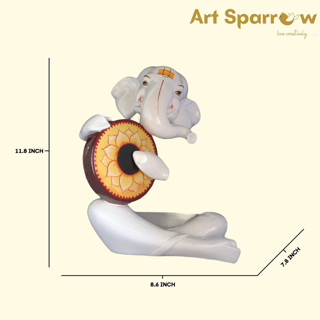 Ganesh Ji White Ceramic Showpiece - Ganpati