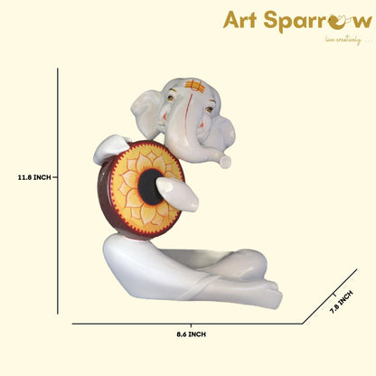 Ganesh Ji White Ceramic Showpiece - Ganpati