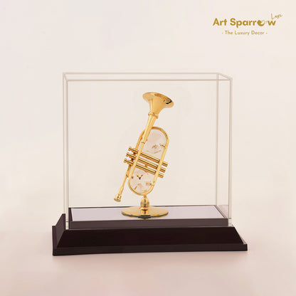 Golden Trumpet Musical Instrument Decor Showpiece