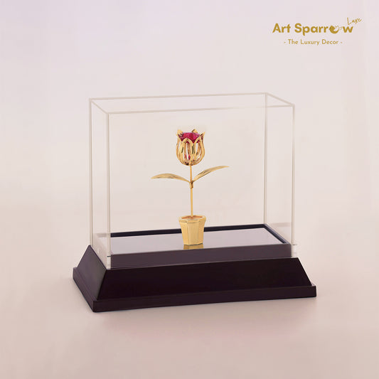 Golden Tulip with Red Crystal