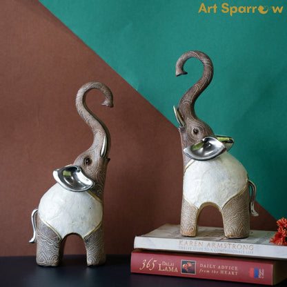 Decorative Duo Elephant Trunk Raised (set of 2)