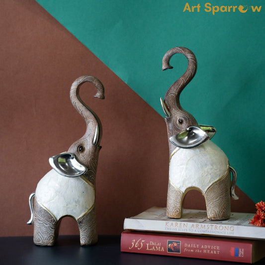 Decorative Duo Elephant Trunk Raised (set of 2)