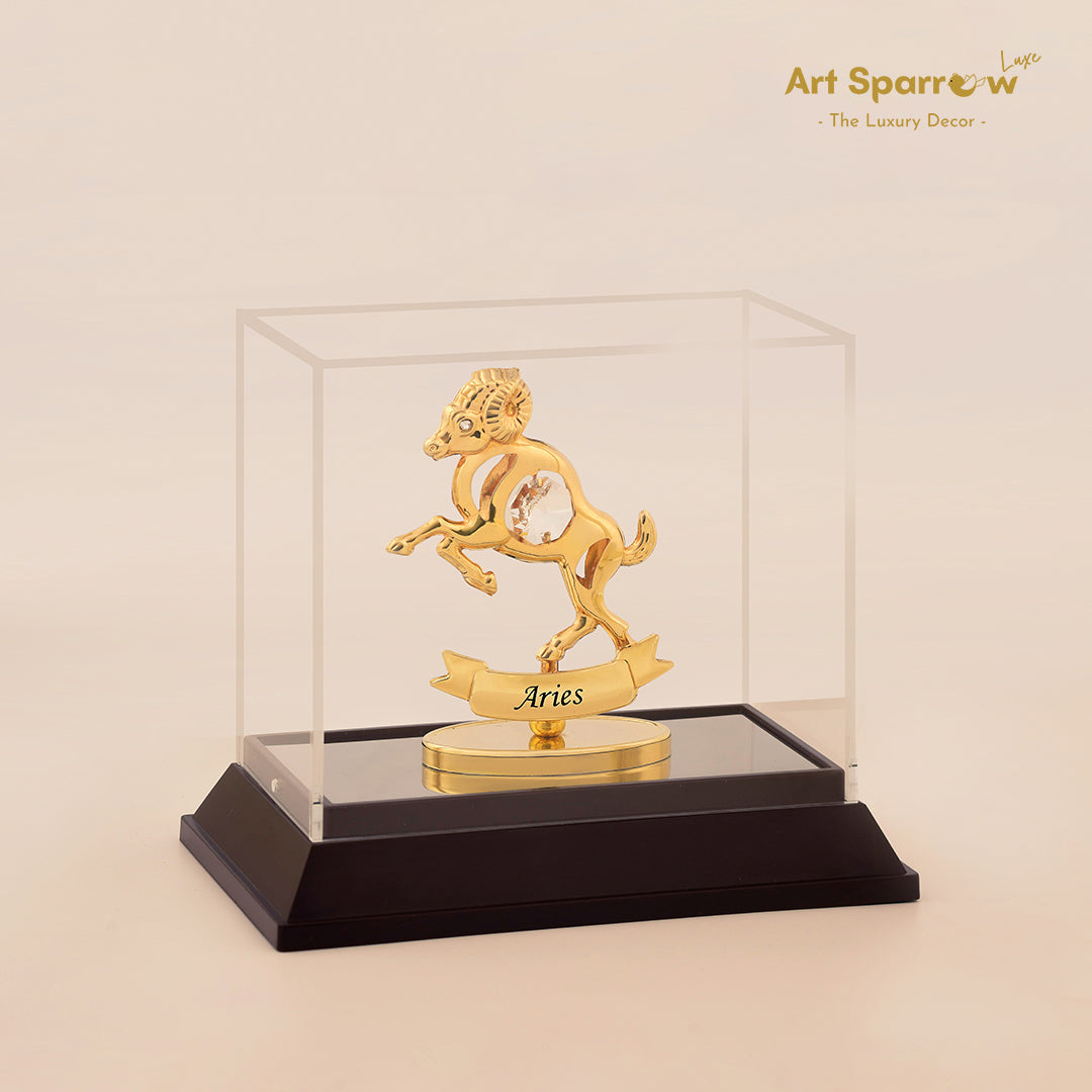 Golden Zodiac Sign Aries Lucky Decor Showpiece