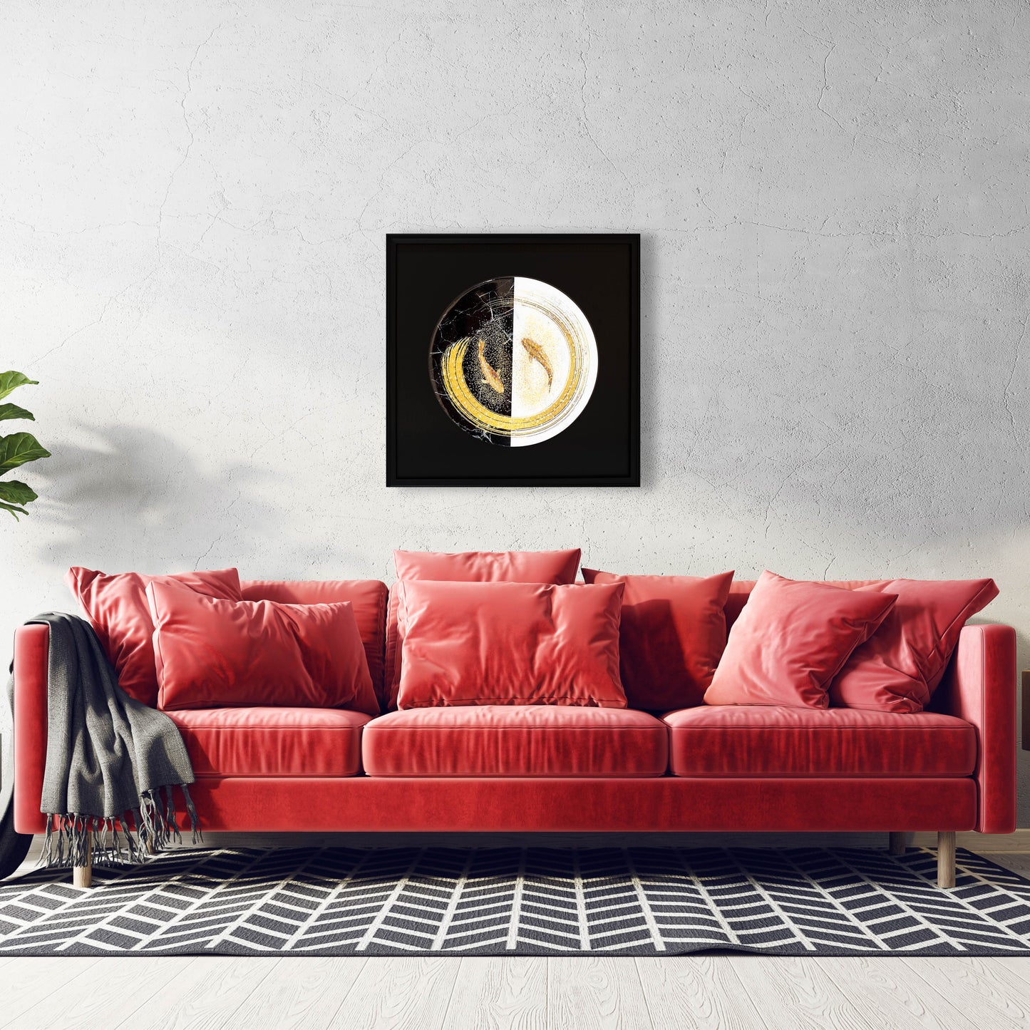 Horoscope Inspired Lucky Mdf Wood Frame Embossed Crystal Embedded Resin Gold Wall Art