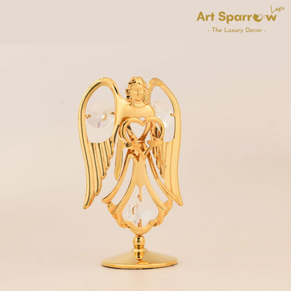 Golden Angel with Heart Decor Showpiece