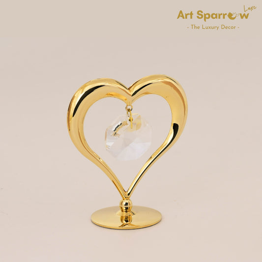 Golden Heart with Crystal Decor Showpiece