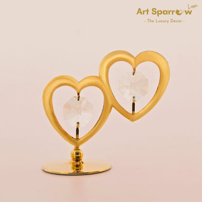 Golden Couple Heart with Crystal