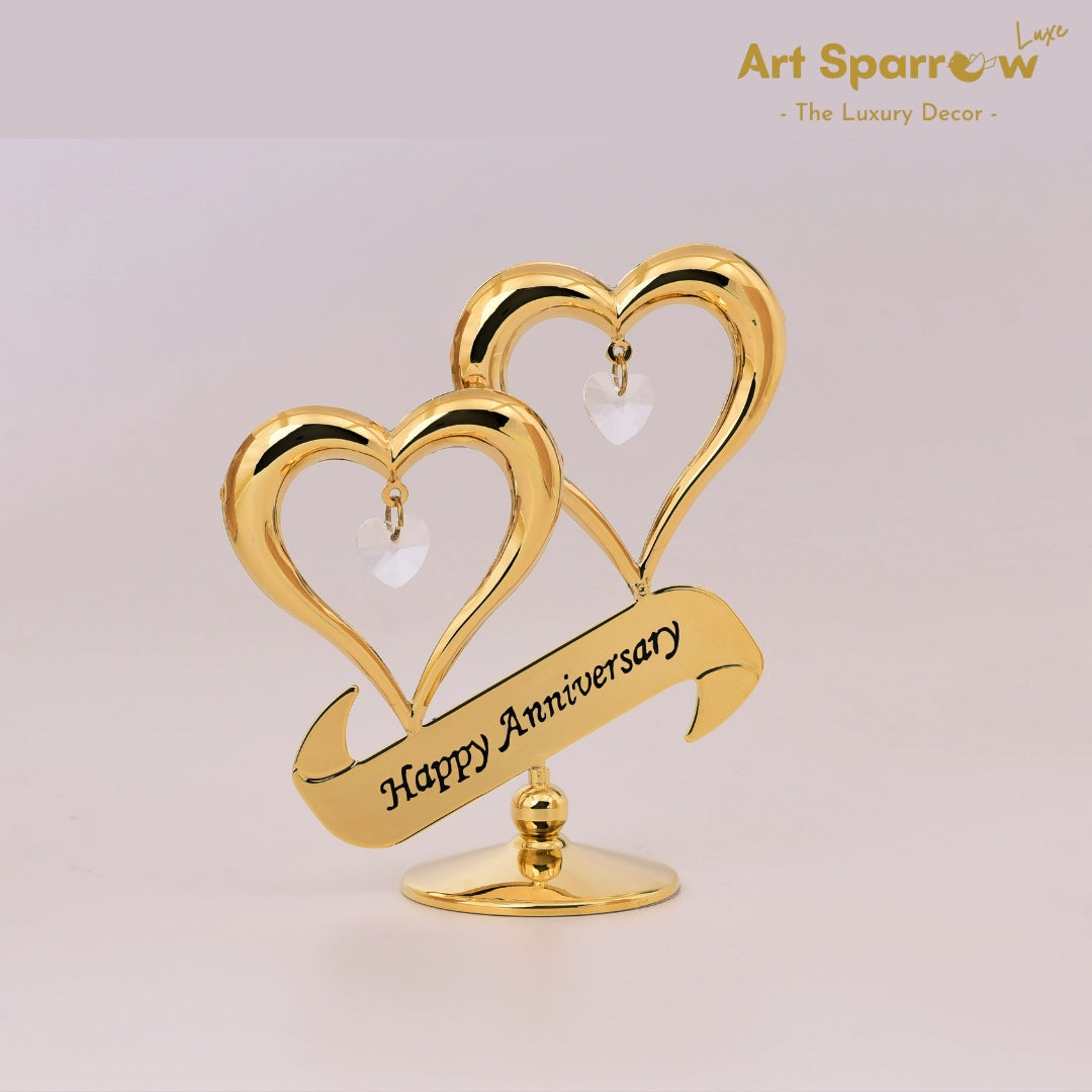 Golden Couple Heart Happy Anniversary Message