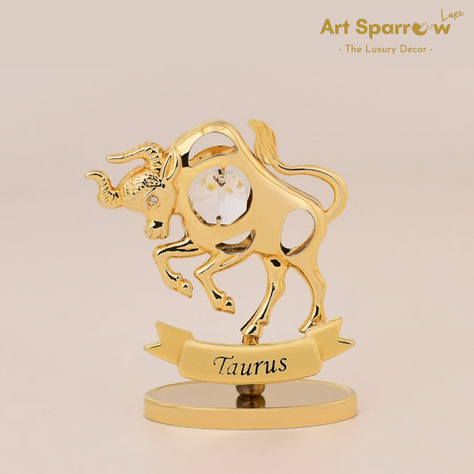 Golden Zodiac Sign Taurus Decor Showpiece