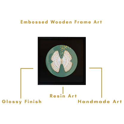 Beautiful Butterfly Mdf Wood Frame Embossed Crystal Embedded Resin Wall Art