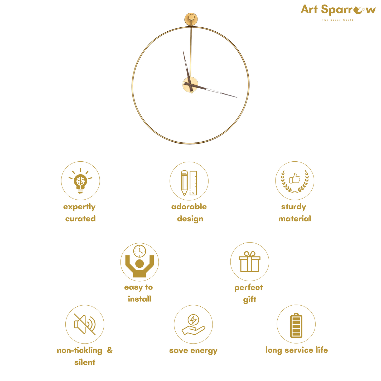 Golden Ring Decor Wall Clock Silent