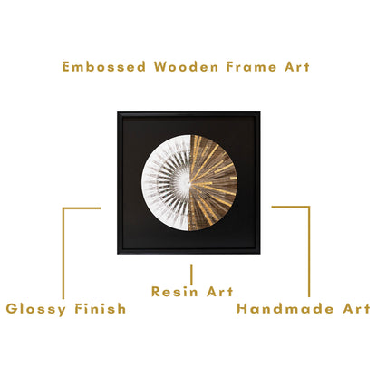 Minimalistic Semi Circle Resin Art Mdf Wood Frame Embossed Crystal Embedded Wall Art