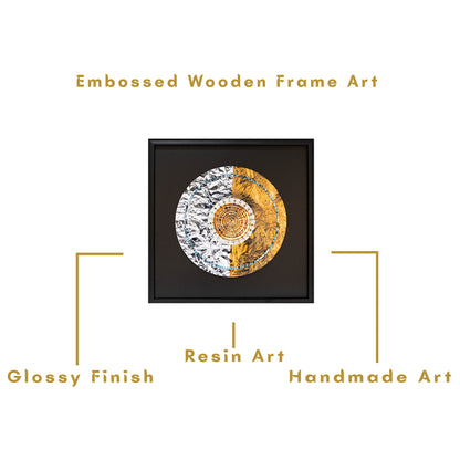 Gold Silver Themed Resin Art Mdf Wood Frame Embossed Crystal Embedded Wall Art