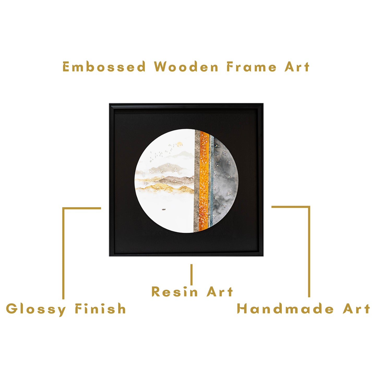 Vivid Nature Resin Art Mdf Wood Frame Embossed Crystal Embedded Wall Art