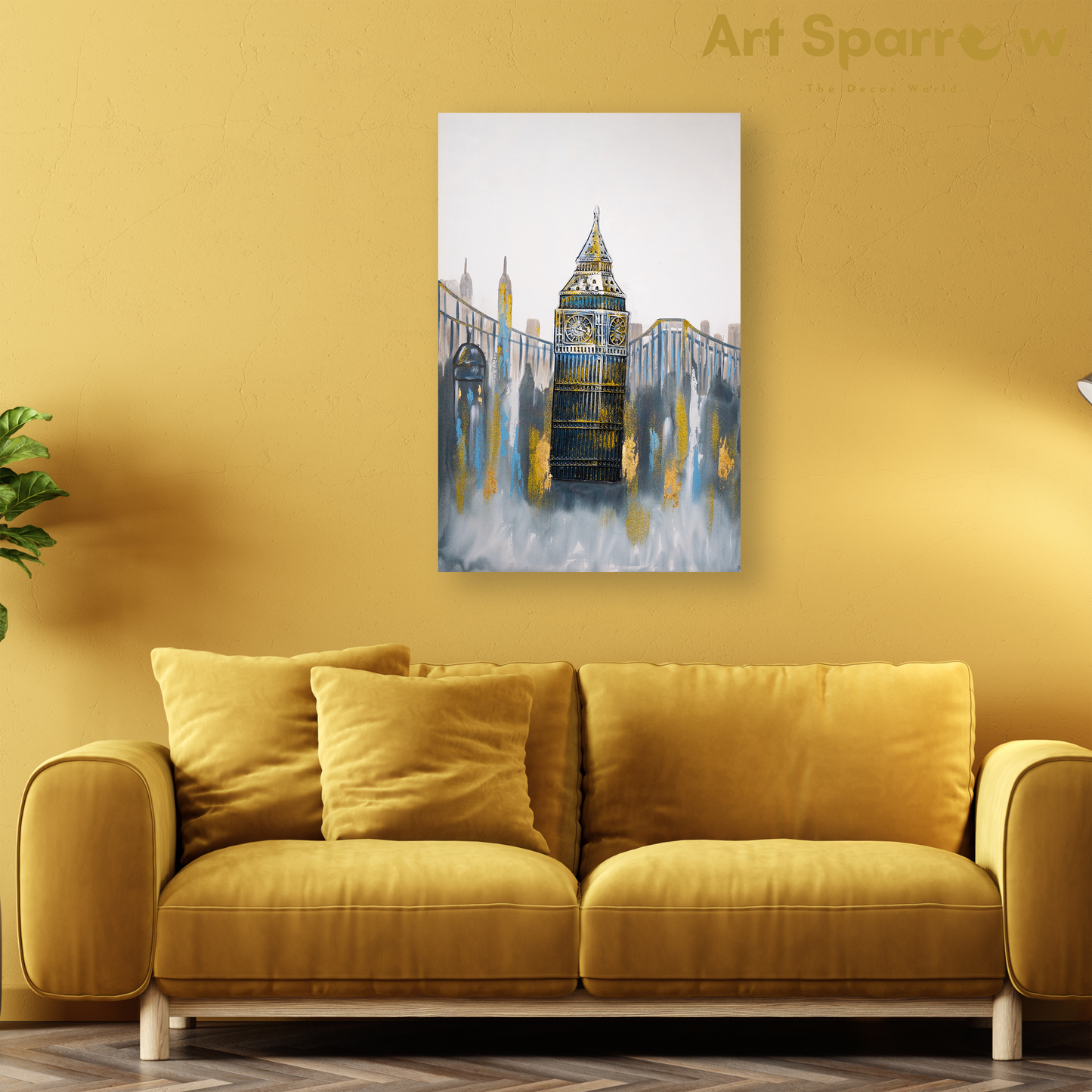 Tower of Time of Italy Embossed Painting on Canvas with Glitter Finishing