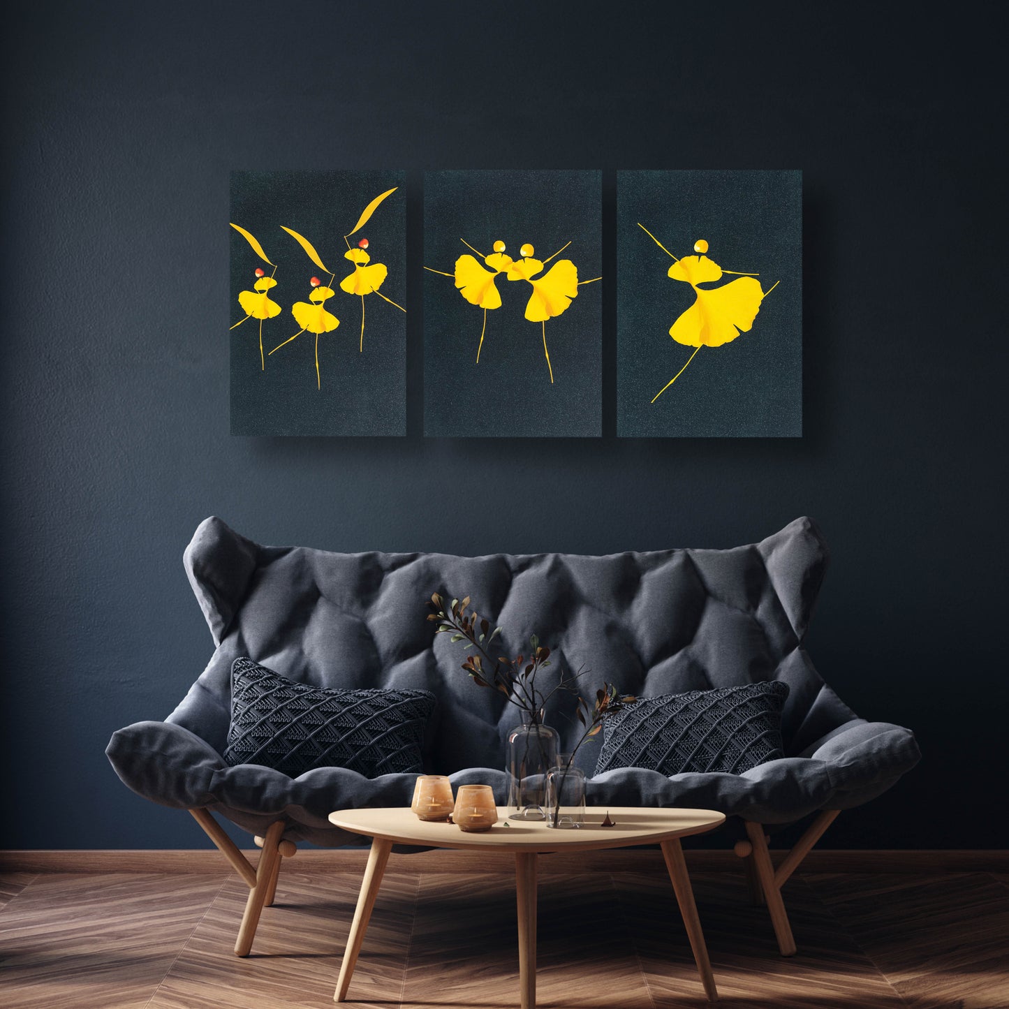 Dancing Flower Premium Trio Canvas Painting Theme Set of 3