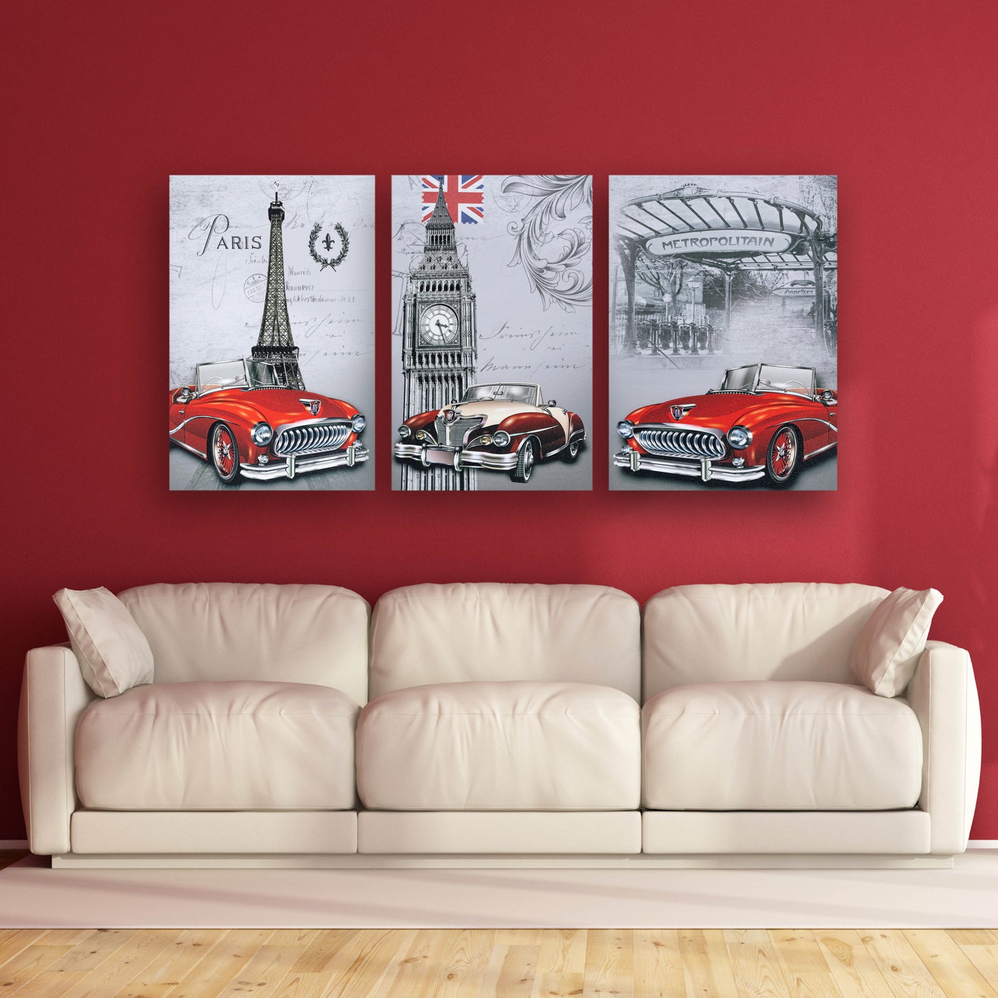 Wonders Paris Premium Trio Canvas Painting Theme (Set of 3)