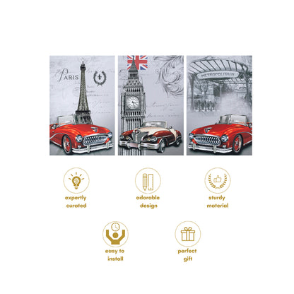 Wonders Paris Premium Trio Canvas Painting Theme (Set of 3)