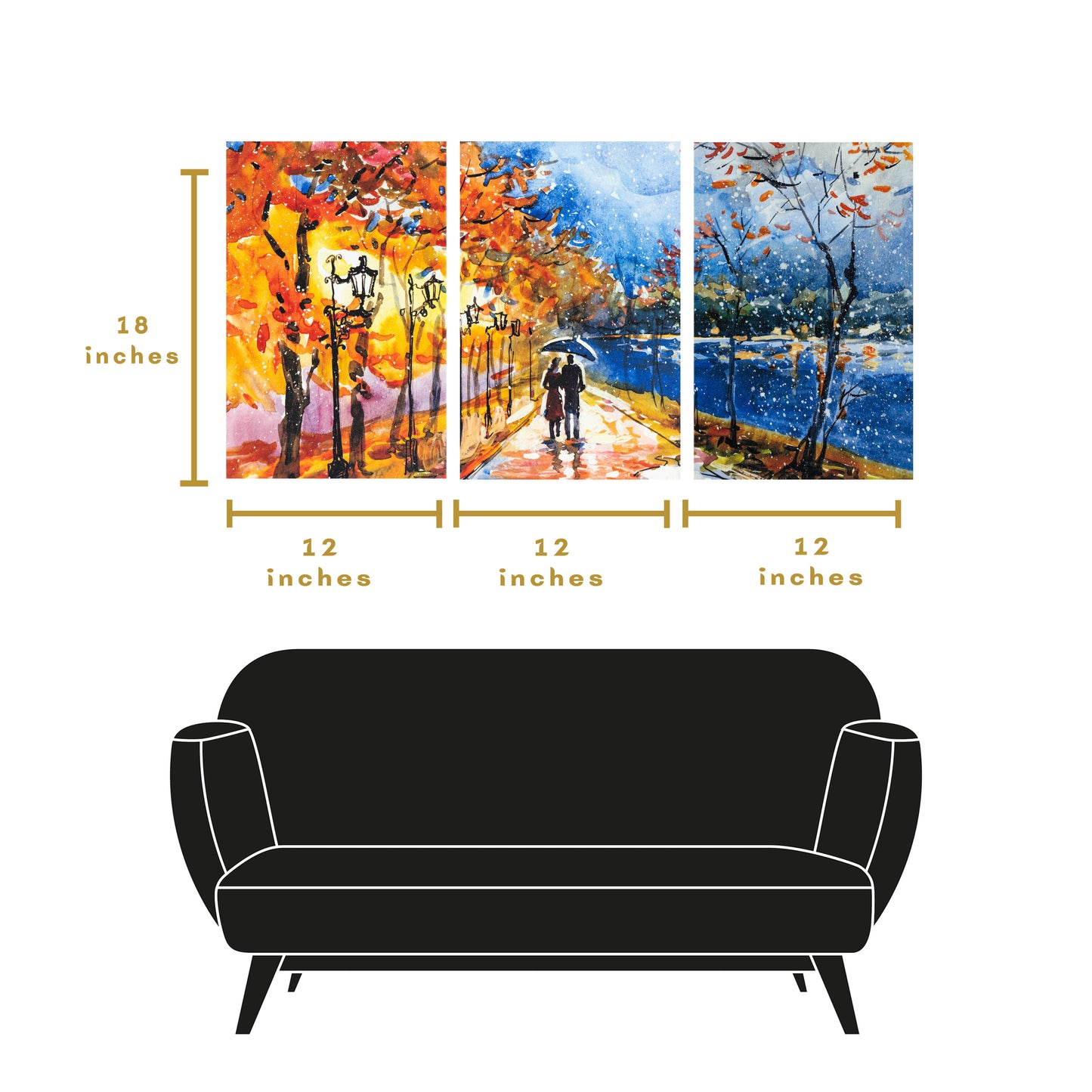 Loving Couple Premium Trio Canvas Painting Theme (Set of 3)