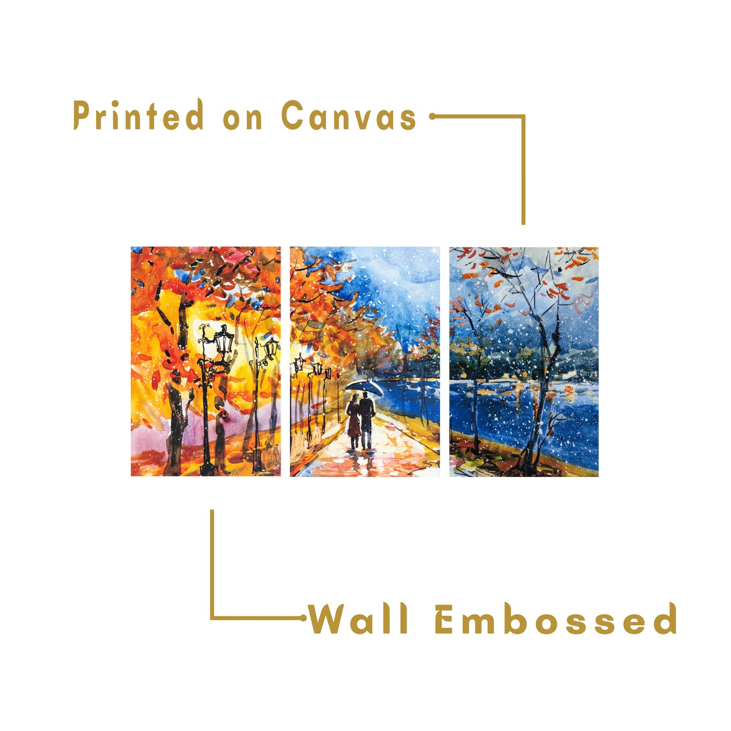 Loving Couple Premium Trio Canvas Painting Theme (Set of 3)