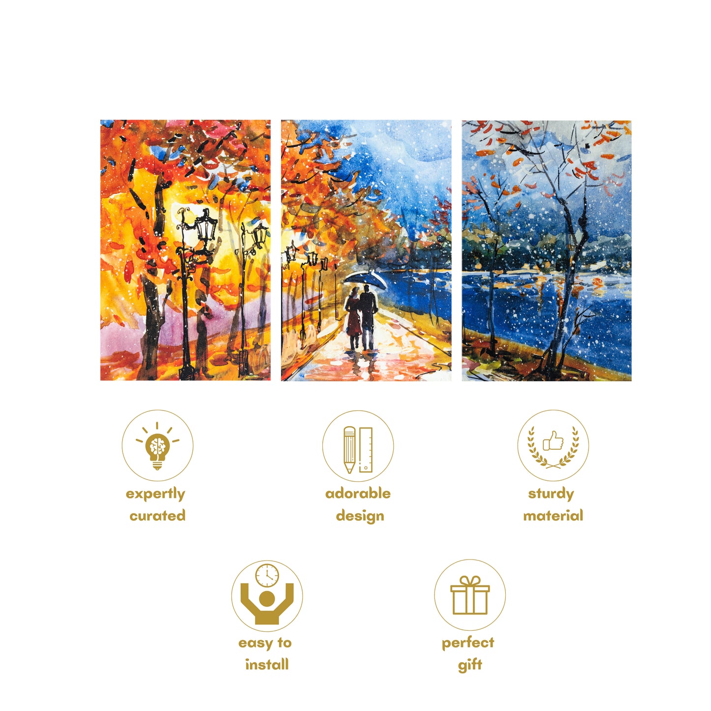 Loving Couple Premium Trio Canvas Painting Theme (Set of 3)