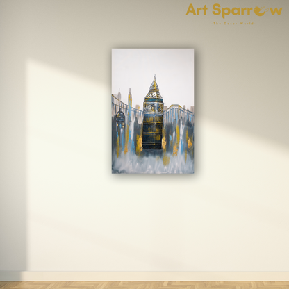 Tower of Time of Italy Embossed Painting on Canvas with Glitter Finishing